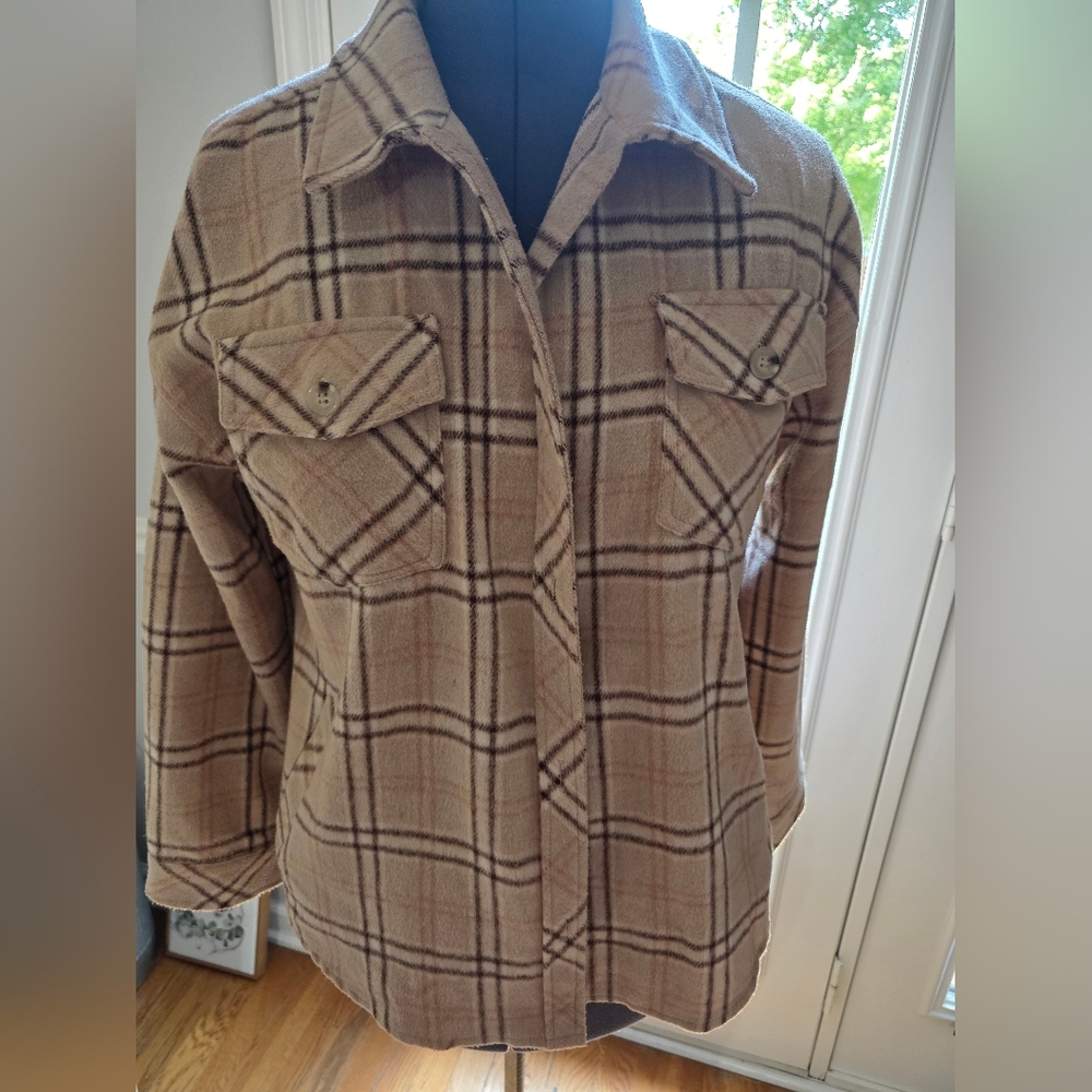 Plaid Tan Women's Jacket Medium